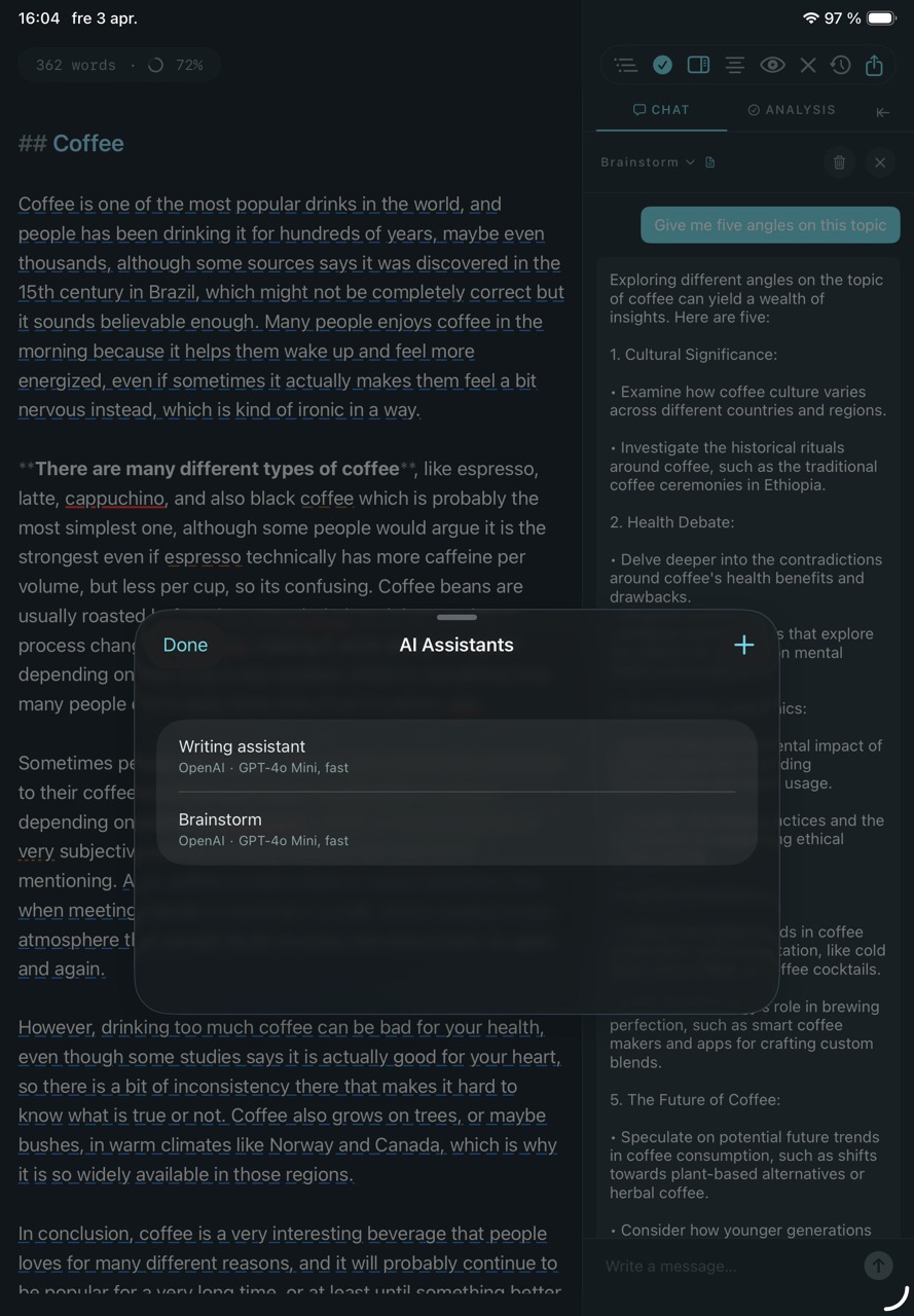 AI writing assistant
